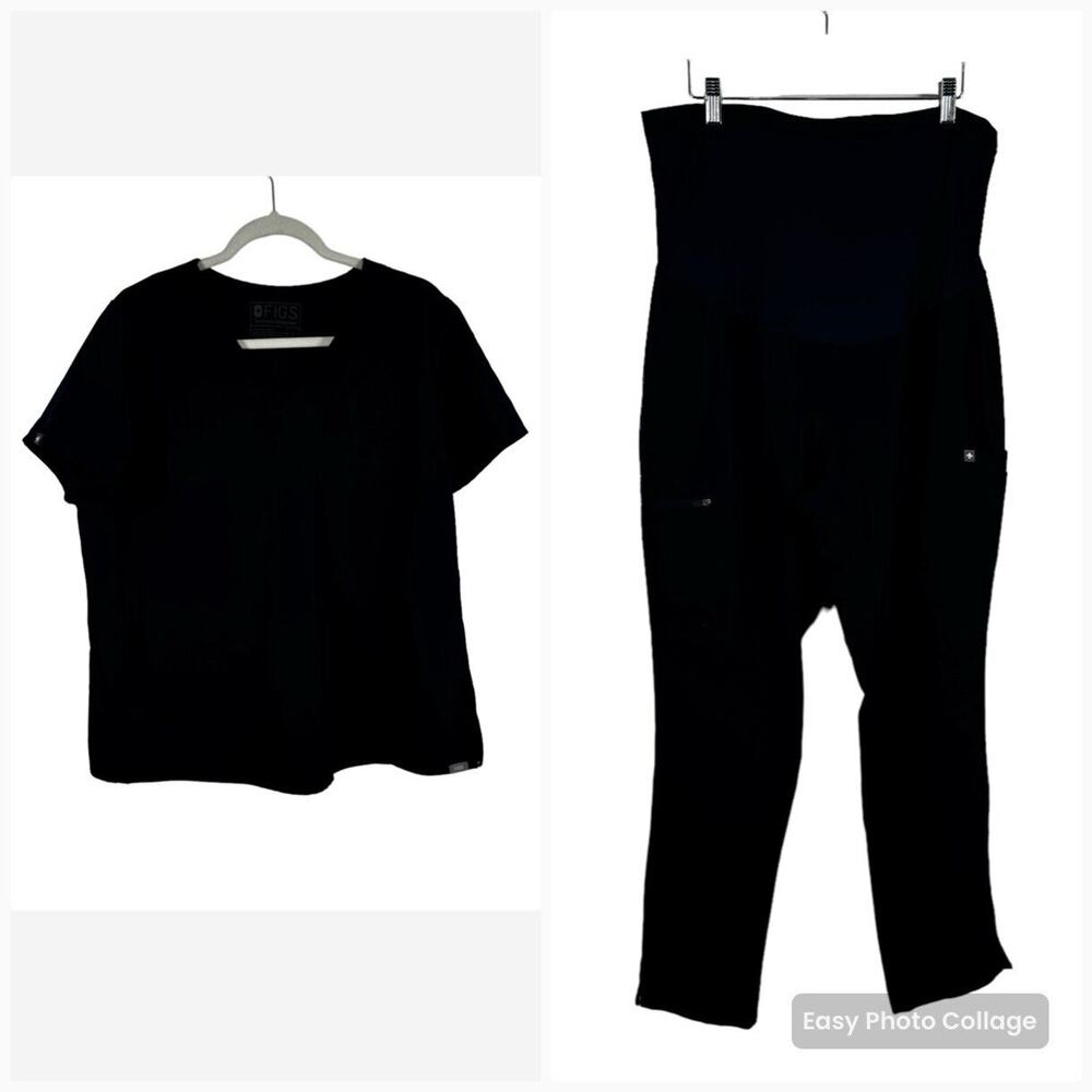 Figs Navy Blue Maternity Scrub Set Basa Top Yola Pants Medical Nurse Women Large